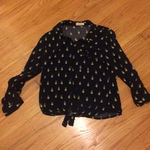 Pineapple print button down casual shirt